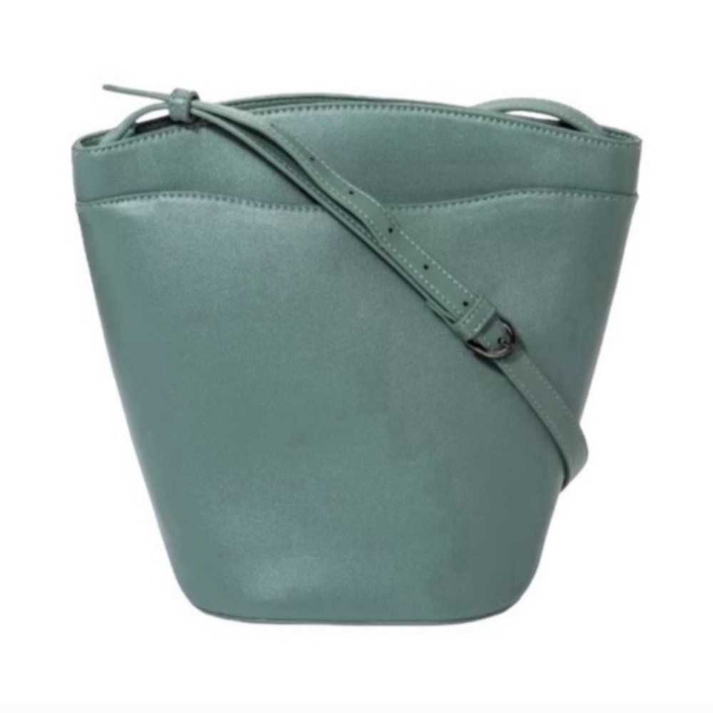 Minimalist Teal Bucket Crossbody Bag - Women